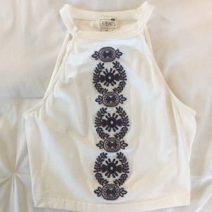 White embroidered Pacsun crop top